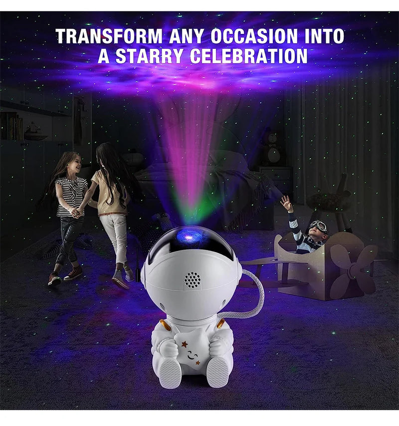 Projetor Galáxia Estrela Astronauta — Luminária de Céu Estrelado e Nebulosa, Decoração para Quarto, Luz Noturna LED para Crianças e Adultos, Presente Criativo