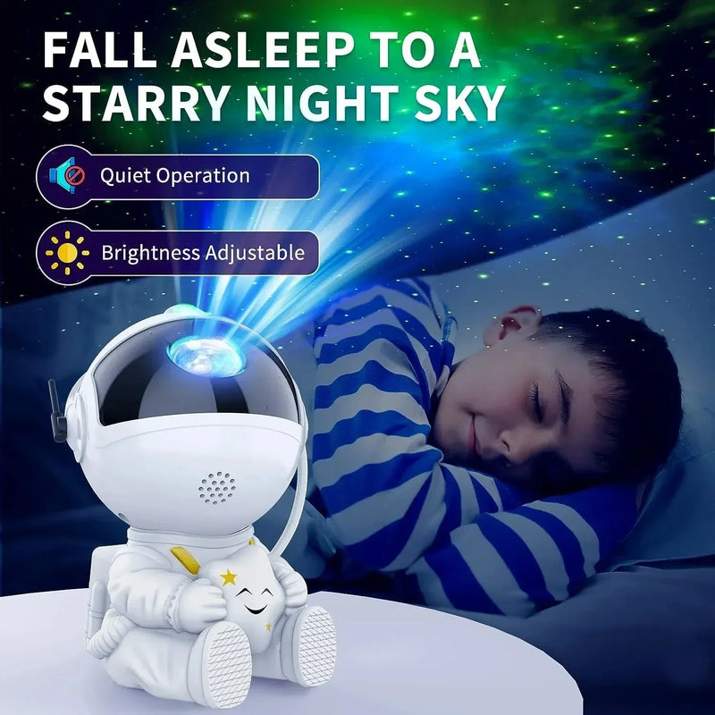 Projetor Astronauta Galáxia – Luminária LED com Céu Estrelado | Abajur Noturno Decorativo para Quarto Infantil